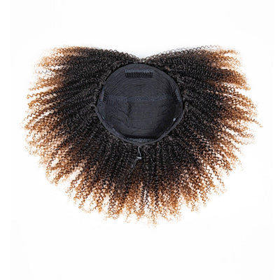 Hot Star Dip-dyed Coily Curly Ombre Brown Colored 3 In 1 Half Wig ( Can be weared in half wig / headband wig / ponytail )