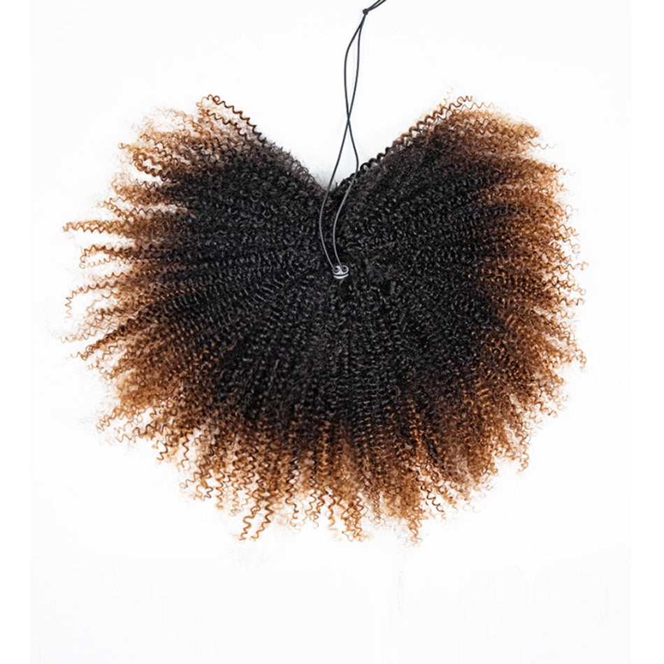 Hot Star Dip-dyed Coily Curly Ombre Brown Colored 3 In 1 Half Wig ( Can be weared in half wig / headband wig / ponytail )