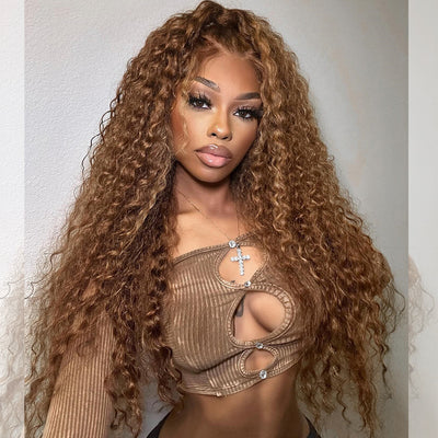 Hot Star Highlight Colored 5x5 13x6 Lace Front Closure Curly 6x5 Glueless Put On And Go Human Hair Wigs