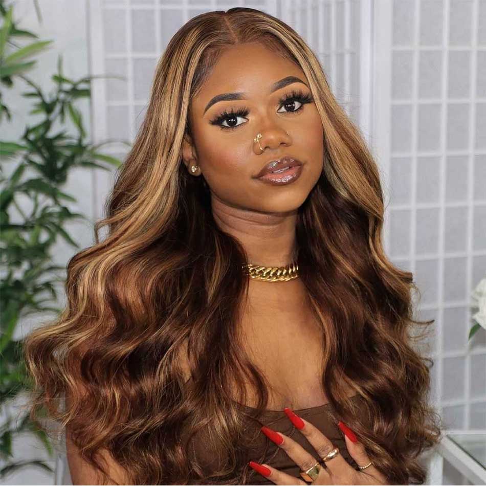 Hot Star Highlight Colored 5x5 13x6 Lace Front Closure Wig 4x6 Glueless Ready To Go Human Hair Wigs Body Wave