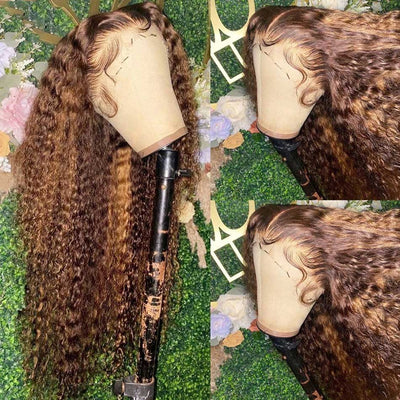 Hot Star Highlight Colored 5x5 13x6 Lace Front Closure Curly 4x6 Glueless Put On And Go Human Hair Wigs