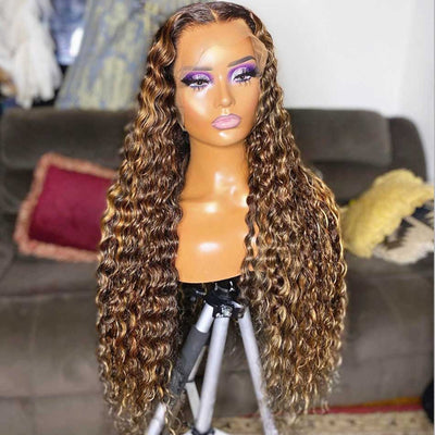 Hot Star Highlight Colored 5x5 13x6 Lace Front Closure Wig 4x6 Glueless Ready To Wear Human Hair Wigs Deep Wave