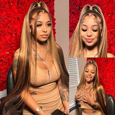 SUPER DEAL ! Hot Star 4/27# Highlight Colored 13x4 Lace Front Human Hair Wigs