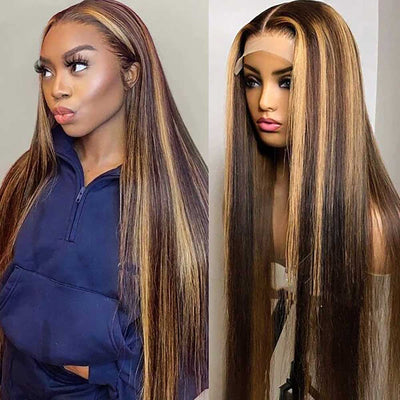 SUPER DEAL ! Hot Star 4/27# Highlight Colored 13x4 Lace Front Human Hair Wigs