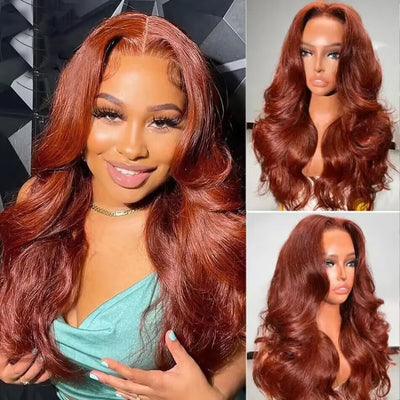 Hot Star 180% Density Auburn Reddish Brown Fall Colored 5x5 13x6 Lace Front Closure Wig 4x6 Glueless Ready To Wear Human Hair Wigs