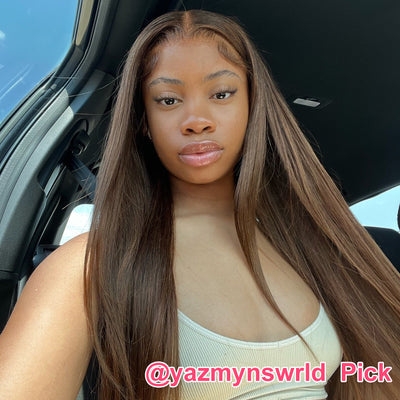 Hot Star Premium 10A 210% Density Chocolate Brown Colored 13x6 Lce Front Wig 6x5 Glueless Ready To Go Human Hair Wigs