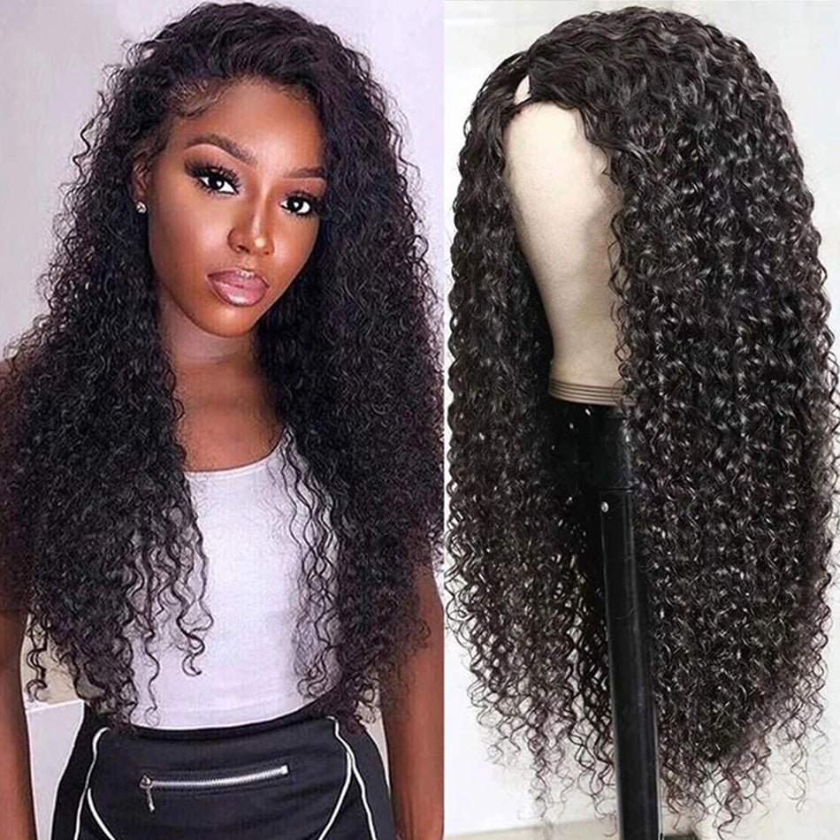 Hot Star 180% Density U Part Wig Kinky Curly Glueless Human Hair Wigs