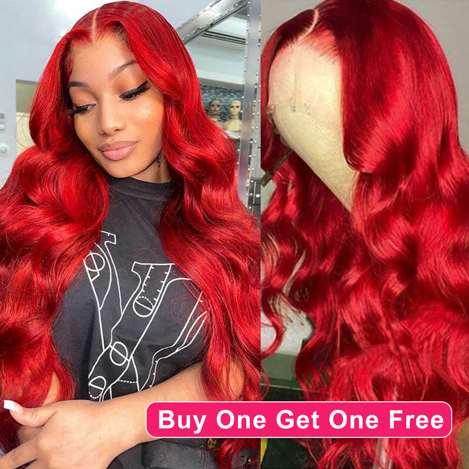 BOGO DEAL ! Hot Star Red Colored 13x6 Lace Front Human Hair Wigs