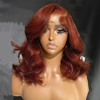 Hot Star Reddish Brown Colored 13x6 Lace Front Wig 6x4 Glueless Lace Ready To Go Human Hair Wigs Body Wave