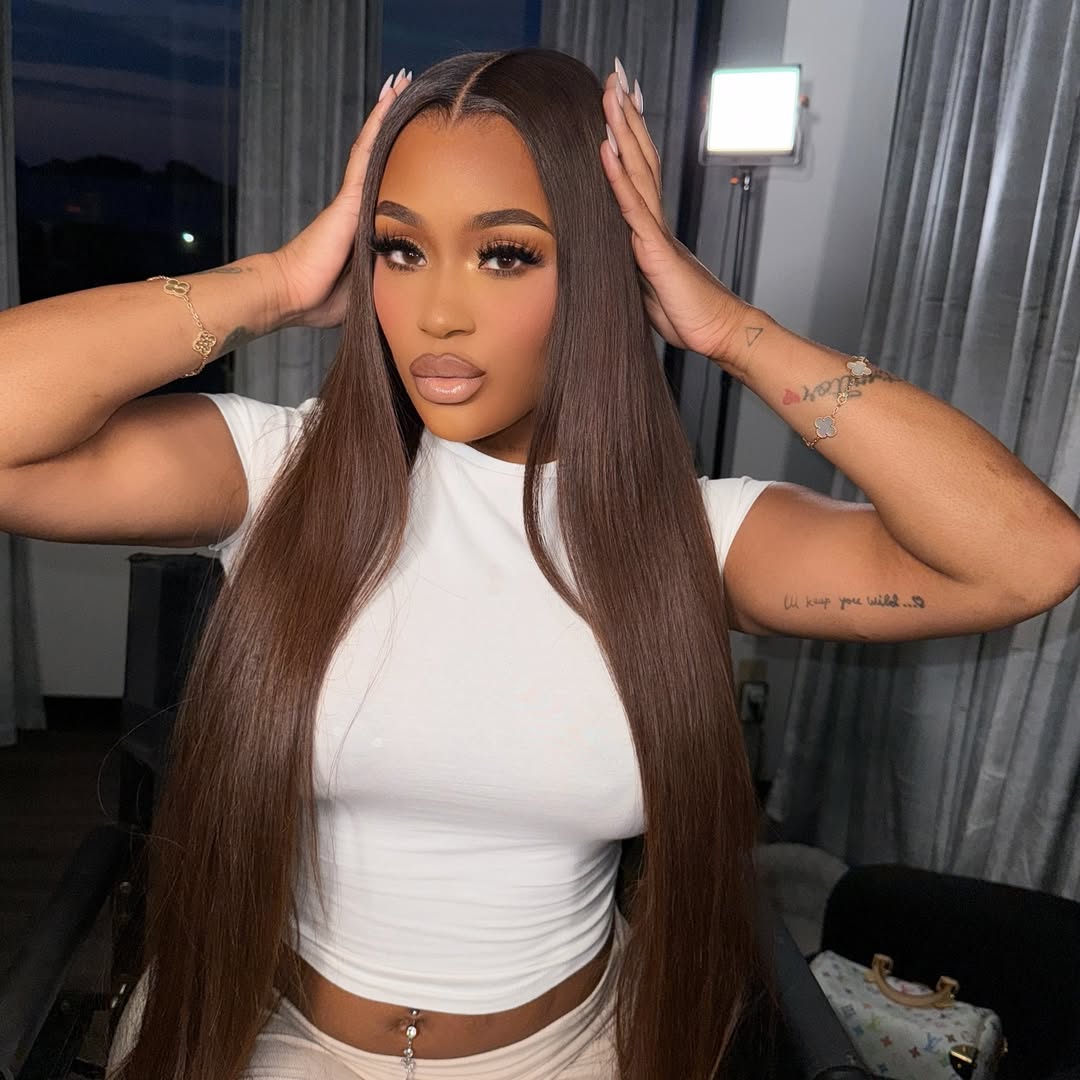 Hot Star 210% Density Undetectable HD Lace Chocolate Brown Colored Human Hair Wigs Straight