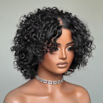 Hot Star Retro Curly Human Hair Wig With Bangs