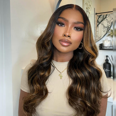 Hot Star Highlight 1B/30# Colored 5x5 13x6 Lace Closure Front Wig 6x4 Glueless Ready To Go Human Hair Wig