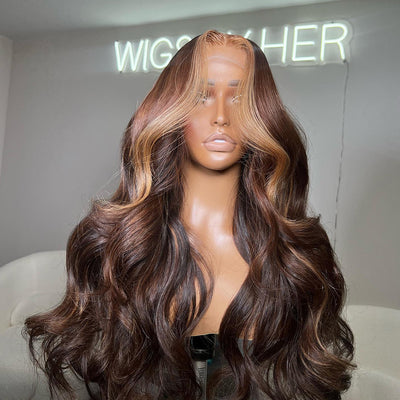 Hot Star 180% Density Customized Balayage Brown Colored 5x5 13x6 Lace Closure Front Wig 6x4 Ready Go Human Hair Wigs