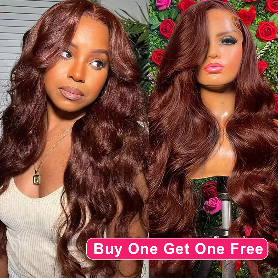 BOGO DEAL ! Hot Star Reddish Brown Color 13x4 Lace Front Human Hair Wig