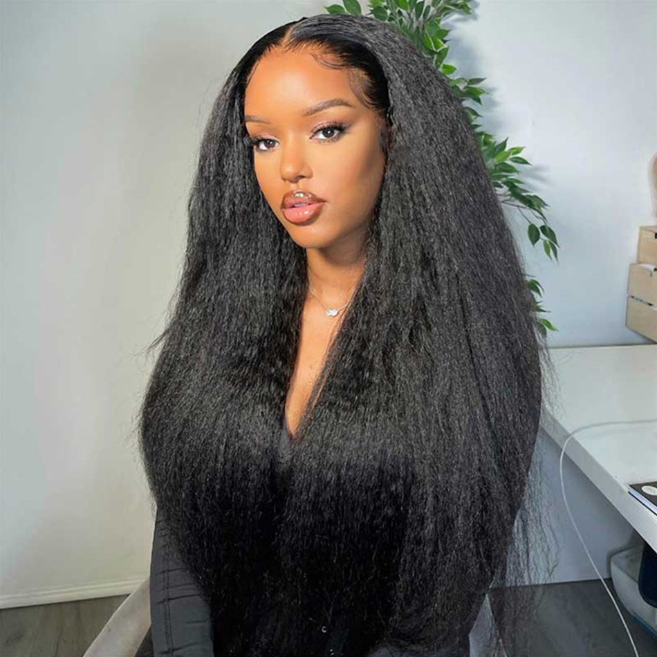 Hot Star 180% Density Melt Skin 5x5 13x6 Lace Front Closure Human Hair Wigs Yaki Kinky Straight