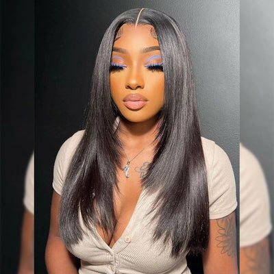 Hot Star Layered Cut #99j Colored 13x6 Lace Closure Front Wig 6x5 Ready To Go Human Hair Wigs