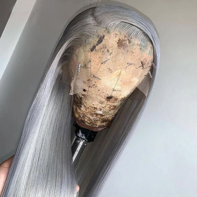 Silver Gray Colored 13x6 Lace Front Human Hair Wigs Transparent 13x4 Straight Lace Frontal Wig For Women
