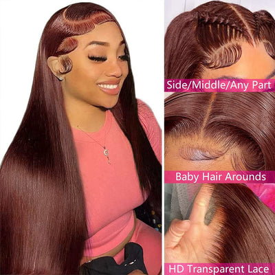 BOGO DEAL ! Hot Star Reddish Brown Color 13x4 Lace Front Human Hair Wig