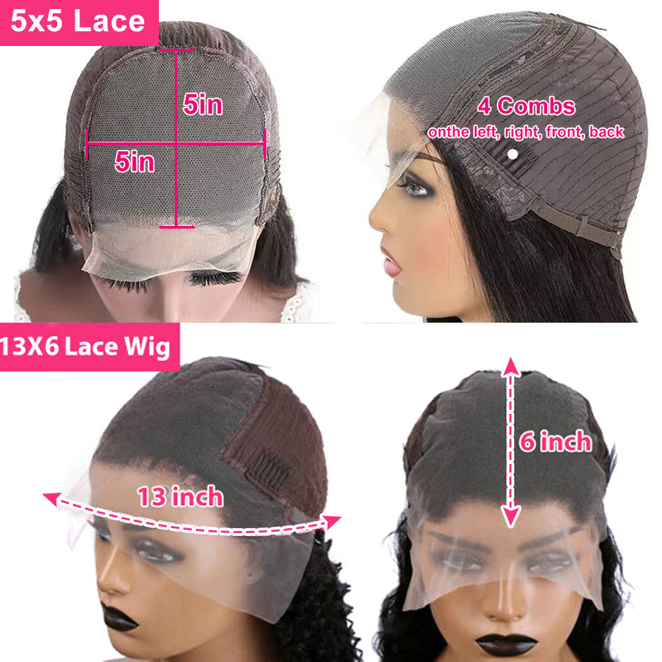 Hot Star 180% Density Melt Skin 5x5 13x6 Lace Front Closure Human Hair Wigs Yaki Kinky Straight