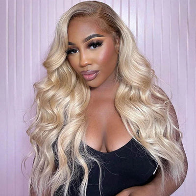 Hot Star 210% Density Ombre Blonde Color #4/613 HD Transparent 13x4 13x6 Lace Front Human Hair Wig