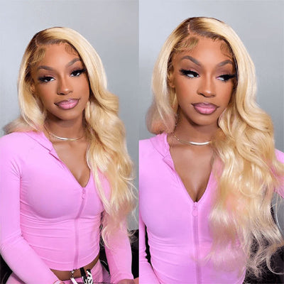 Hot Star 210% Density Ombre Blonde Color #4/613 HD Transparent 13x4 13x6 Lace Front Human Hair Wig