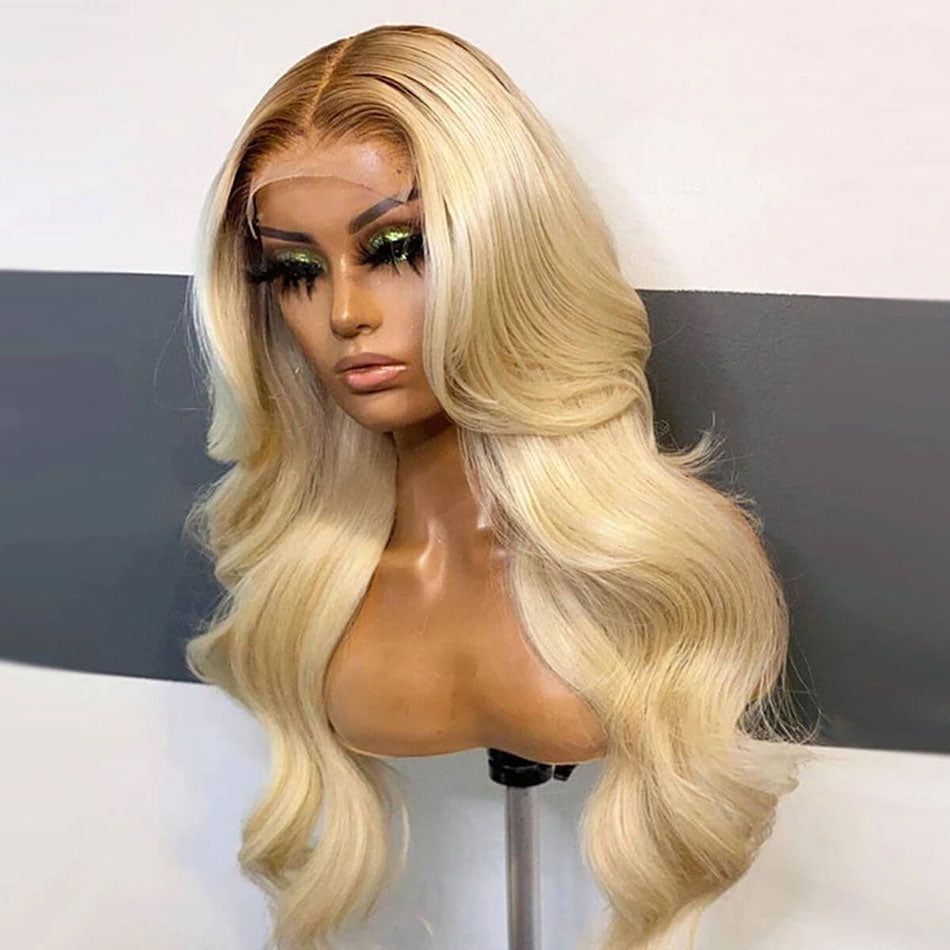 Hot Star 210% Density Ombre Blonde Color #4/613 HD Transparent 13x4 13x6 Lace Front Human Hair Wig