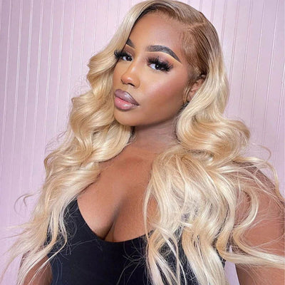 Hot Star 210% Density Ombre Blonde Color #4/613 HD Transparent 13x4 13x6 Lace Front Human Hair Wig