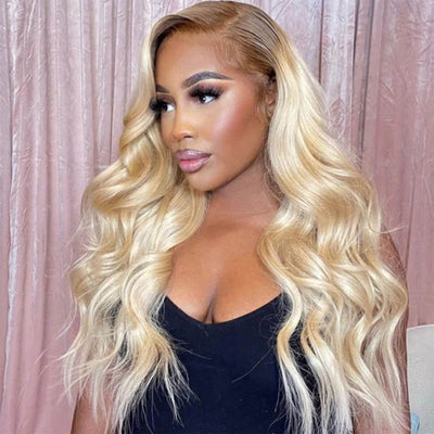 Hot Star 210% Density Ombre Blonde Color #4/613 HD Transparent 13x4 13x6 Lace Front Human Hair Wig