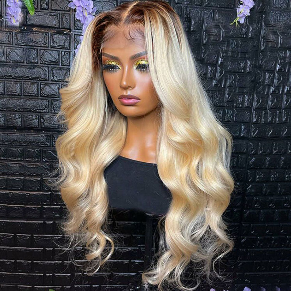 Hot Star 210% Density Ombre Blonde Color #4/613 HD Transparent 13x4 13x6 Lace Front Human Hair Wig