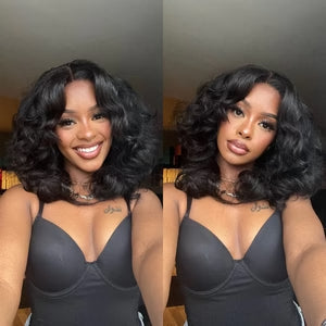 Hot Star 300% Density Curtain Bang Layered Cut Glueless Lace Wig