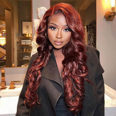 BOGO DEAL ! Hot Star Reddish Brown Color 13x6 Lace Front Human Hair Wig Body Wave