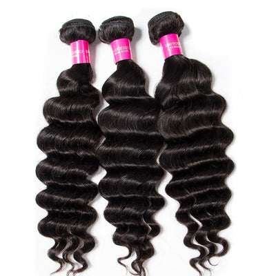 Hot Star Loose Deep Wave Human Hair 3 Bundles With 13x4 Full Frontal Lace 100% Remy Human Hair