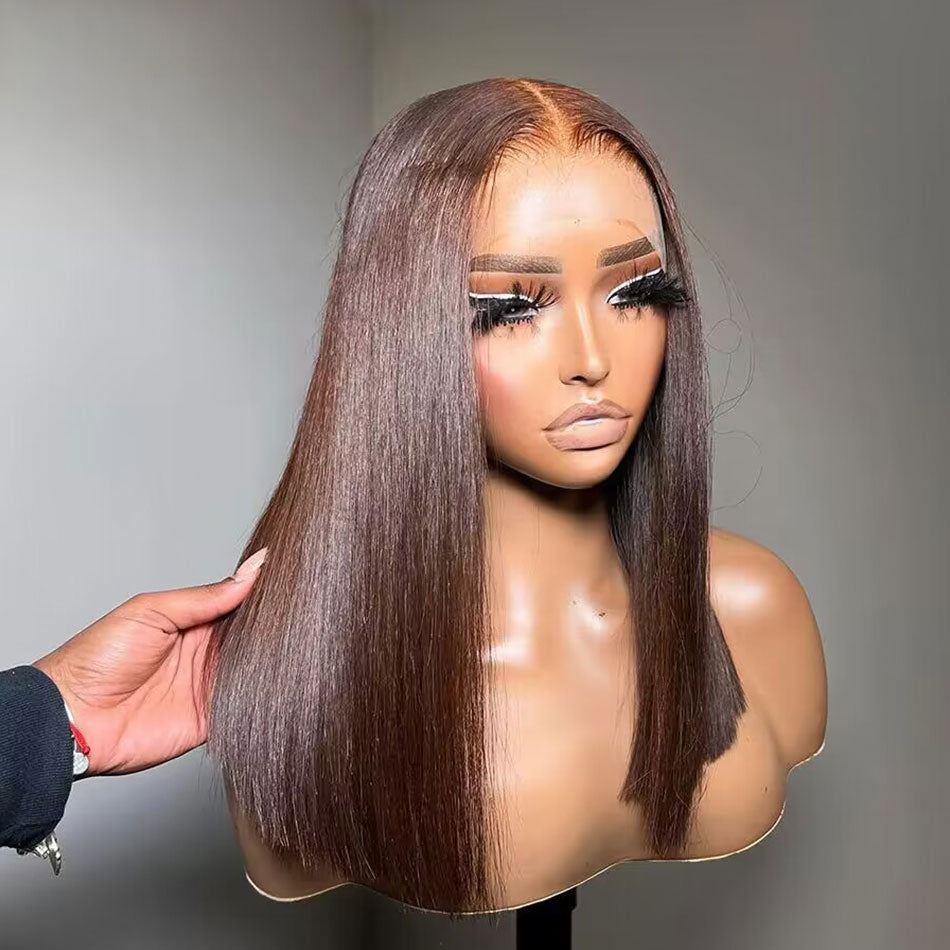 Hot Star Elegent Chocolate Brown Colored 13x6 Lace Front Wig 4x6 Glueless Lace Closure Ready To Wear Human Hair Wigs
