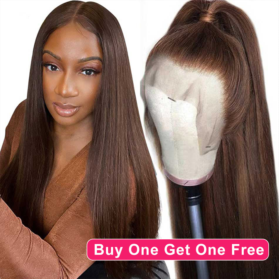 BOGO DEAL ! Hot Star Chocolate Brown Colored 13x6 Lace Front Human Hair Wigs