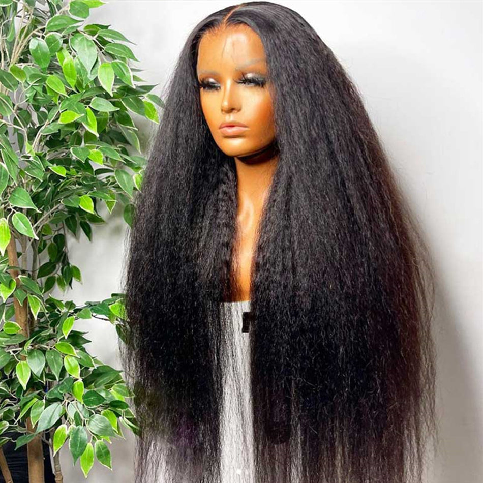 Hot Star 180% Density Melt Skin 5x5 13x6 Lace Front Closure Human Hair Wigs Yaki Kinky Straight