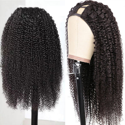 Hot Star 180% Density U Part Wig Kinky Curly Glueless Human Hair Wigs