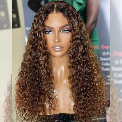 Hot Star 210% Density Highlight Brown Mixed Colored Undetectable HD 5x5 13x4 Full Lace Frontal Closure Straight Human Hair Wigs