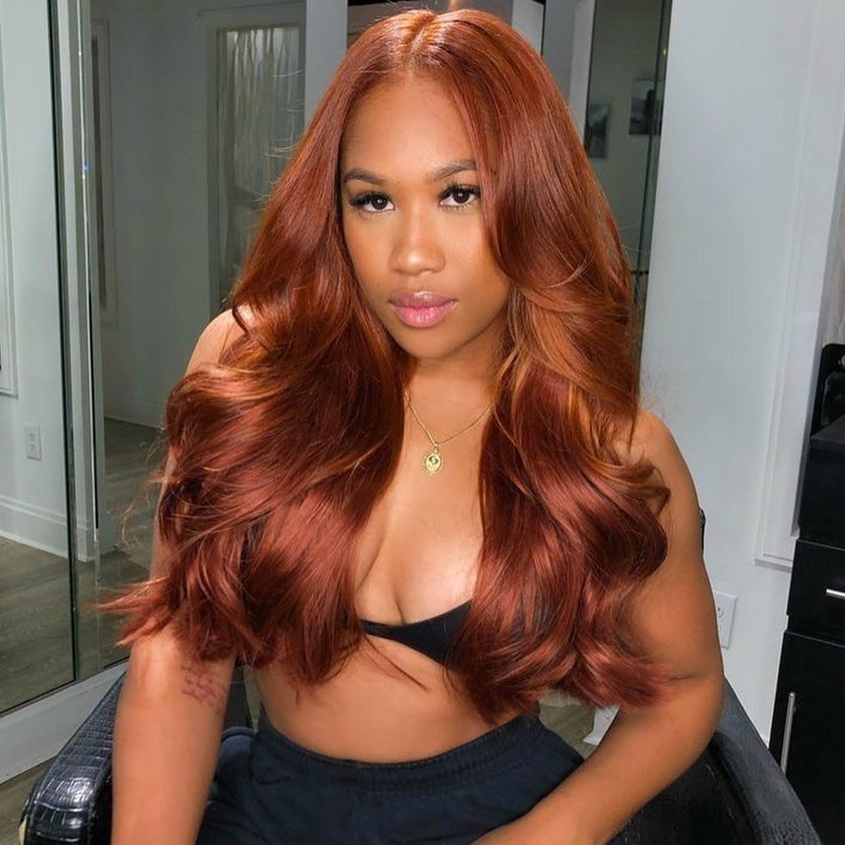 Hot Star Dark Reddish Brown Colored Curtain Bangs 5x5 13x6 Lace Front Closure 4x6 Glueless Ready To Wear Human Hair Wigs