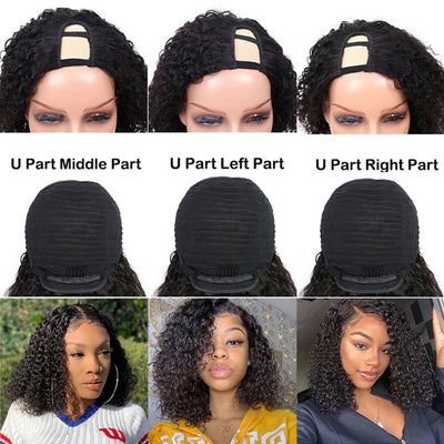 Hot Star 180% Density U Part Wig Kinky Curly Glueless Human Hair Wigs