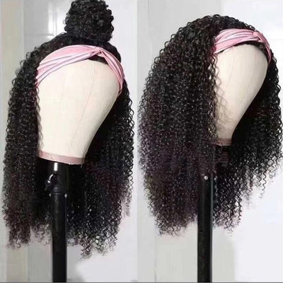 Hot Star 180% Density Kinky Curly Human Hair Headband Wig For Black Women Glueless Brazilian Remy Full Machine Made Hair