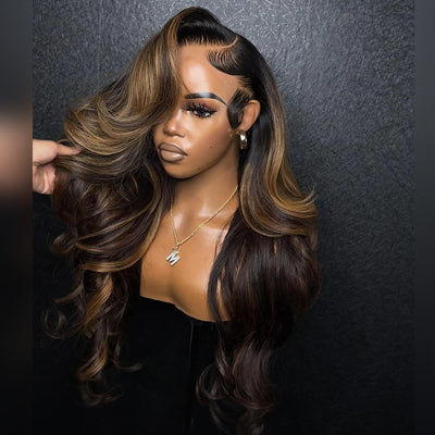 Hot Star Ombre Highlight Color #1B/30 HD Transparent 5x5 13x6 Lace Front Wig 6x4 Glueless Ready To Go Human Hair Wigs