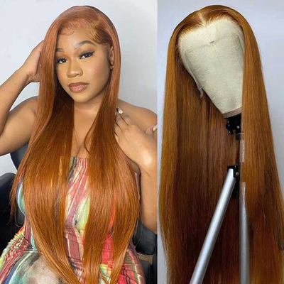 Hot Star Ginger Blonde Colored 13x6 Transparent HD Lace Front Wig 4x6 Glueless Ready To Go Human Hair Wigs Brazilian Straight Hair