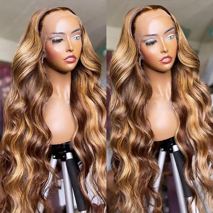 SUPER DEAL ! Hot Star 4/27# Highlight Colored 13x6 Lace Front Human Hair Wigs