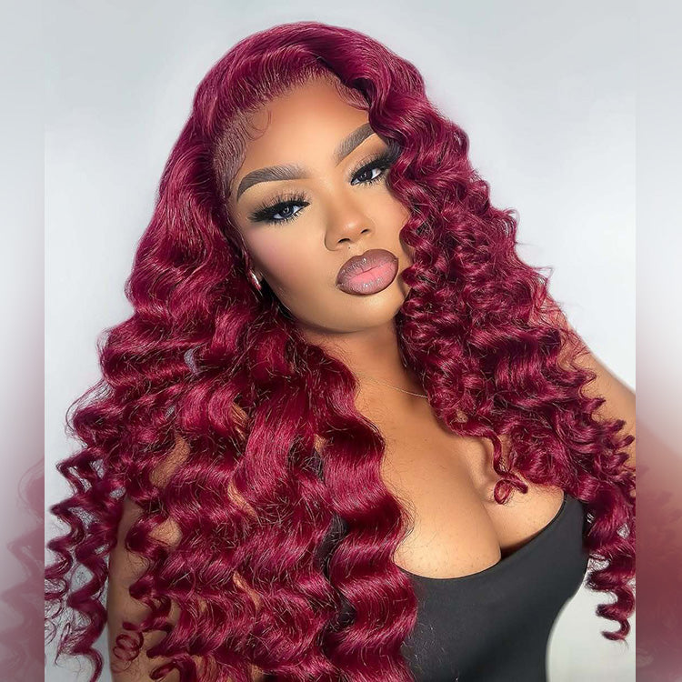 Hot Star Burgundy Colored 6x5 Glueless Ready To Go 13x6 Lace Human Hair Wigs