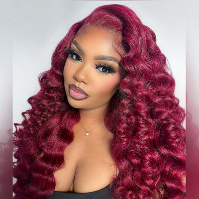Hot Star Burgundy Colored 6x5 Glueless Ready To Go 13x6 Lace Human Hair Wigs