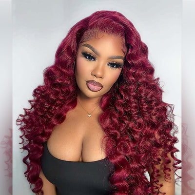 Hot Star Burgundy Colored 6x5 Glueless Ready To Go 13x6 Lace Human Hair Wigs