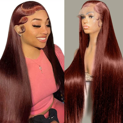 Hot Star Reddish Brown Colored 5x5 13x6 Lace Front Wig 4x6 Glueless Ready To Wear Human Hair Wigs