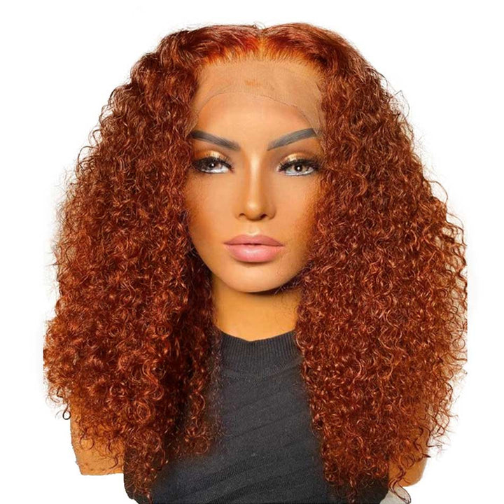 Hot Star 180% Density Ginger Orange Colored Short BOB 13x6 Lace Front Wig 6x4 Glueless Ready To Go Human Hair Wigs Jerry Curly