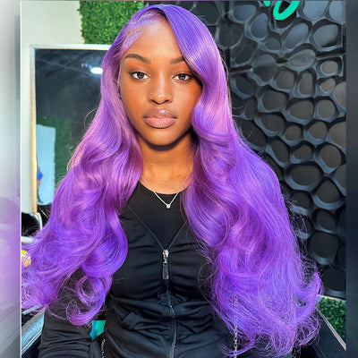 Hot Star 210% Density Purple Colored HD Transparent 13x4 13x6 Lace Front Human Hair Wig