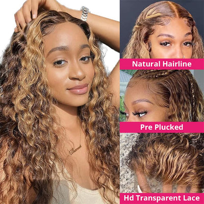 Hot Star Highlight 4/27# Colored 5x5 13x6 Lace Front Closure Wig 6x4 Glueless Ready To Wear Human Hair Wigs Deep Wave